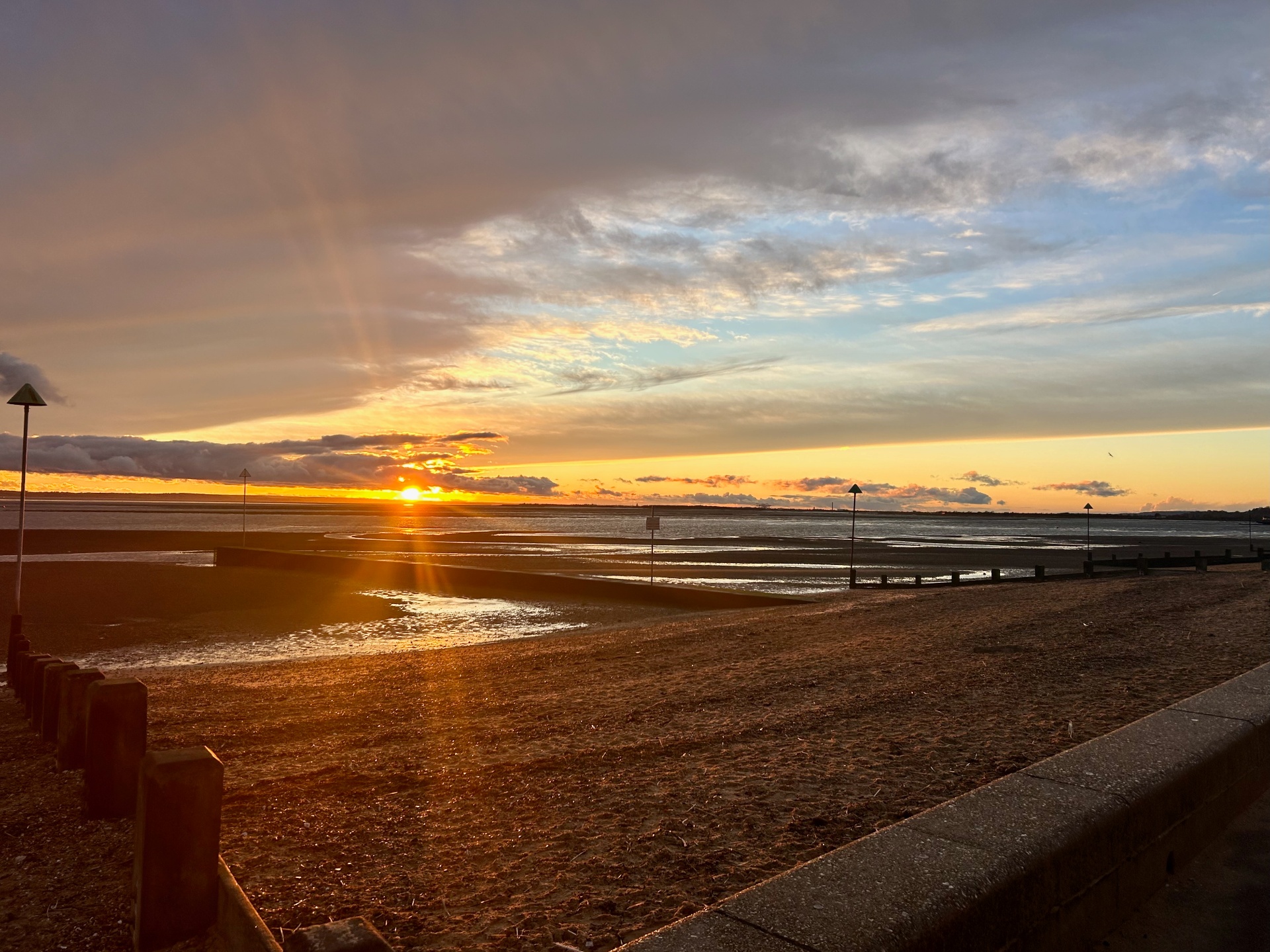 Beautiful sunset over the beach in Southend